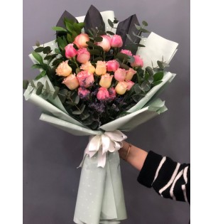 pembe gül buketi 