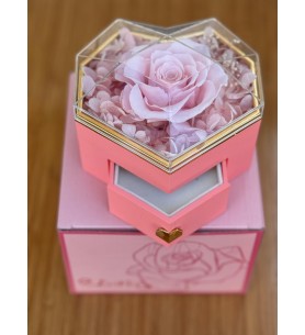 solmayan gül takı kutusu pembe