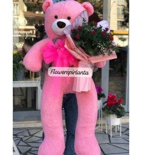 170cm peluş ayı kokina buketi kelebek