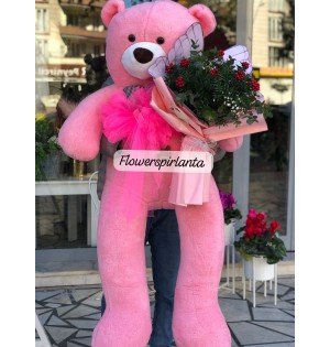 170cm peluş ayı kokina buketi kelebek
