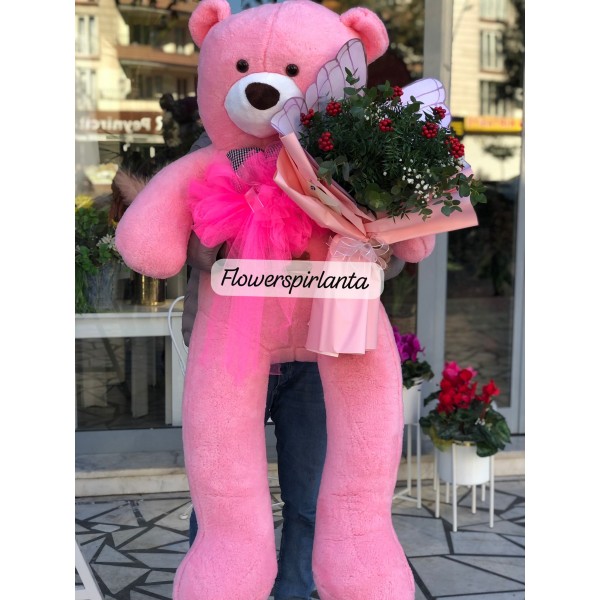 170cm peluş ayı kokina buketi kelebek